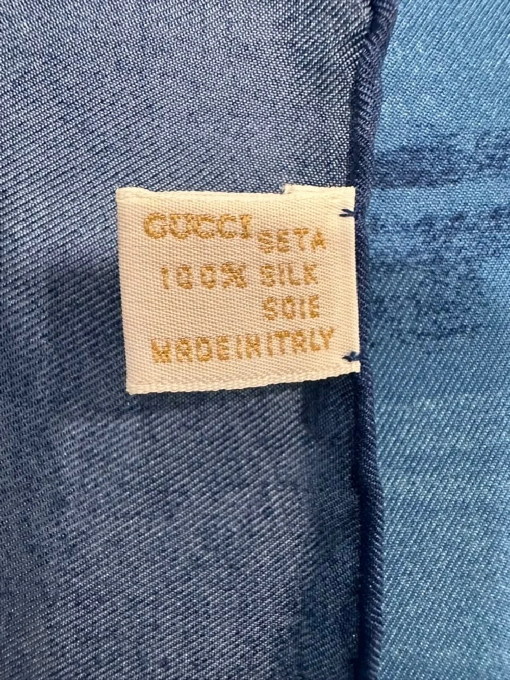 Gucci Silk Scarf Navy Blue Hand Rolled Made in Italy